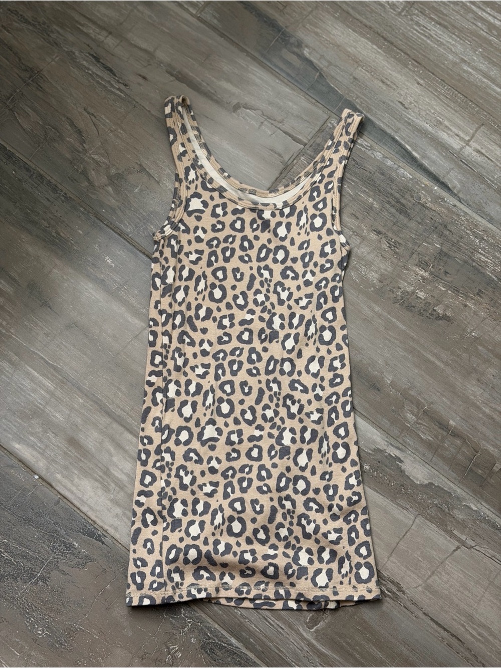 Small Leopard Print Tank - Beige and Black